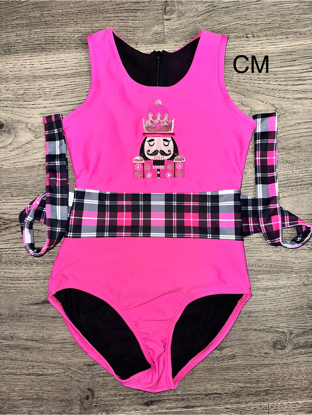 Girls' Hot Pink Nutcracker leotard with Plaid Accent